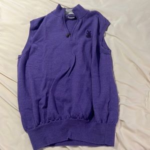 Purple Peter Millar Sweater Vest.  LSU Fans? Size large but closer to MED